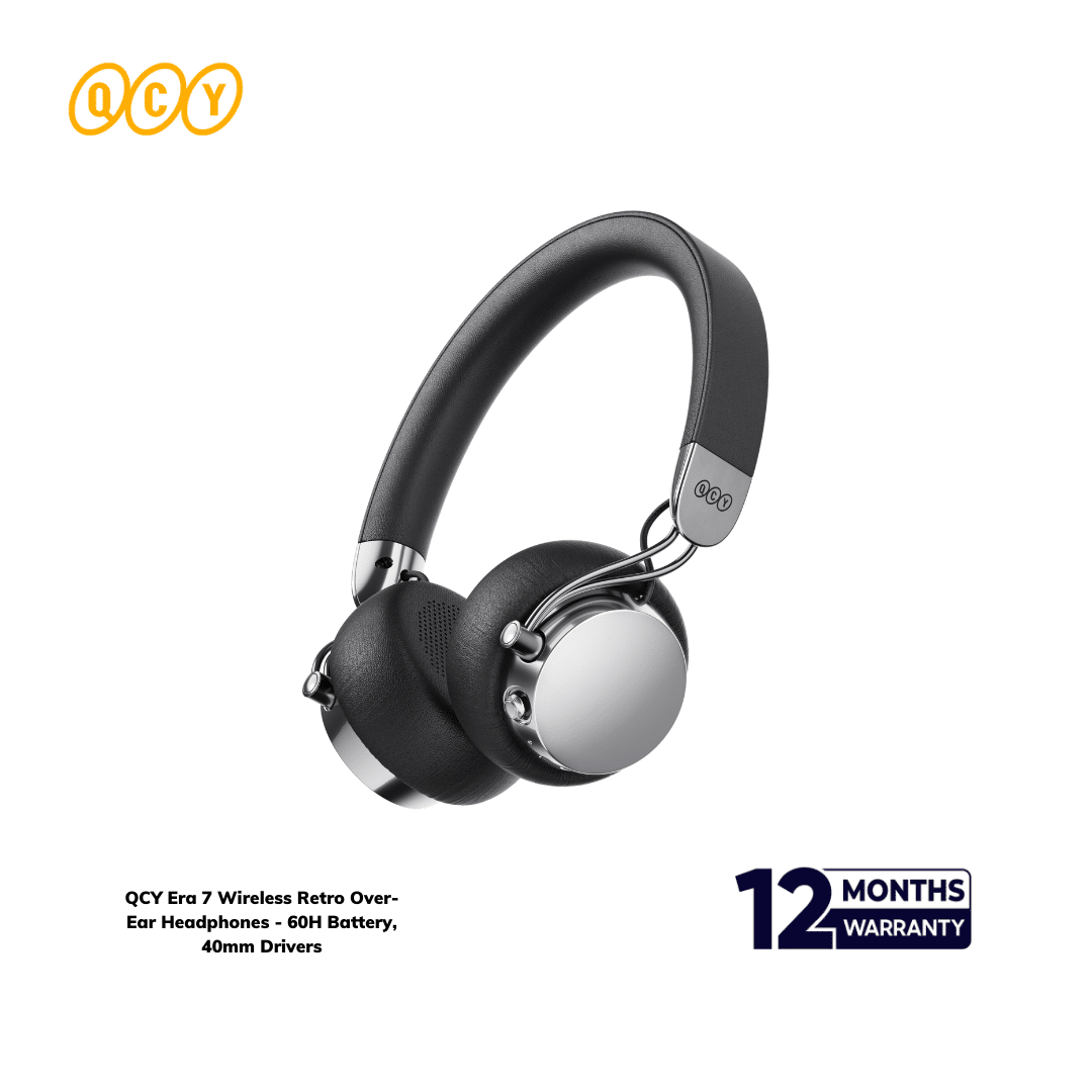 QCY Era 7 Wireless Retro Over-Ear Headphones – 60H Battery, 40mm Drivers