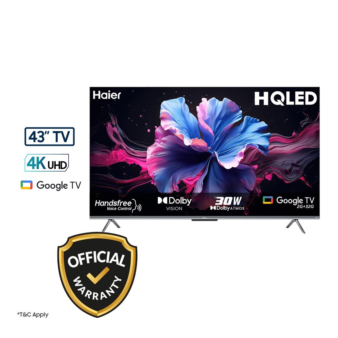 Haier 43 Inch Bezel-Less HQLED 4K UHD Google TV (H43P7UX)