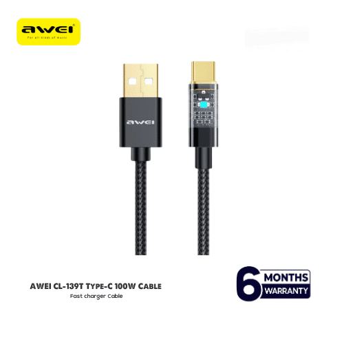 AWEI CL-139T Smart Fast charger Cable Type-C 100W 1M