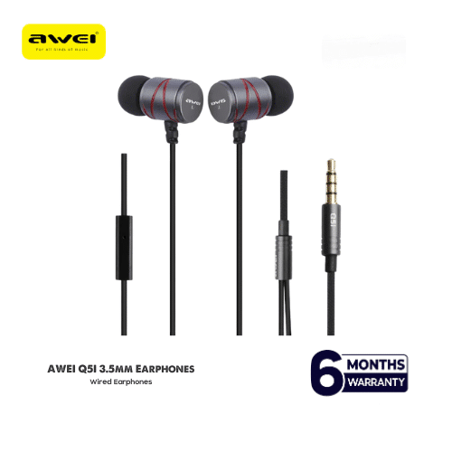 AWEI Q5I Supper Bass In Ear 3.5mm Earphone with Mic