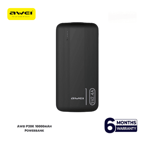 Awei P20K Dual Output 2.4A Slim Power Bank - 10000mAh